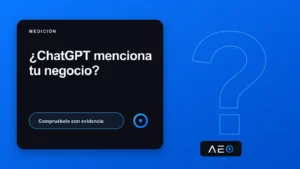 Una consulta de IA conectada con una tarjeta que representa la mención de un negocio.