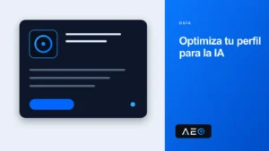 Perfil de negocio estructurado con una señal azul seleccionada para respuestas de IA.